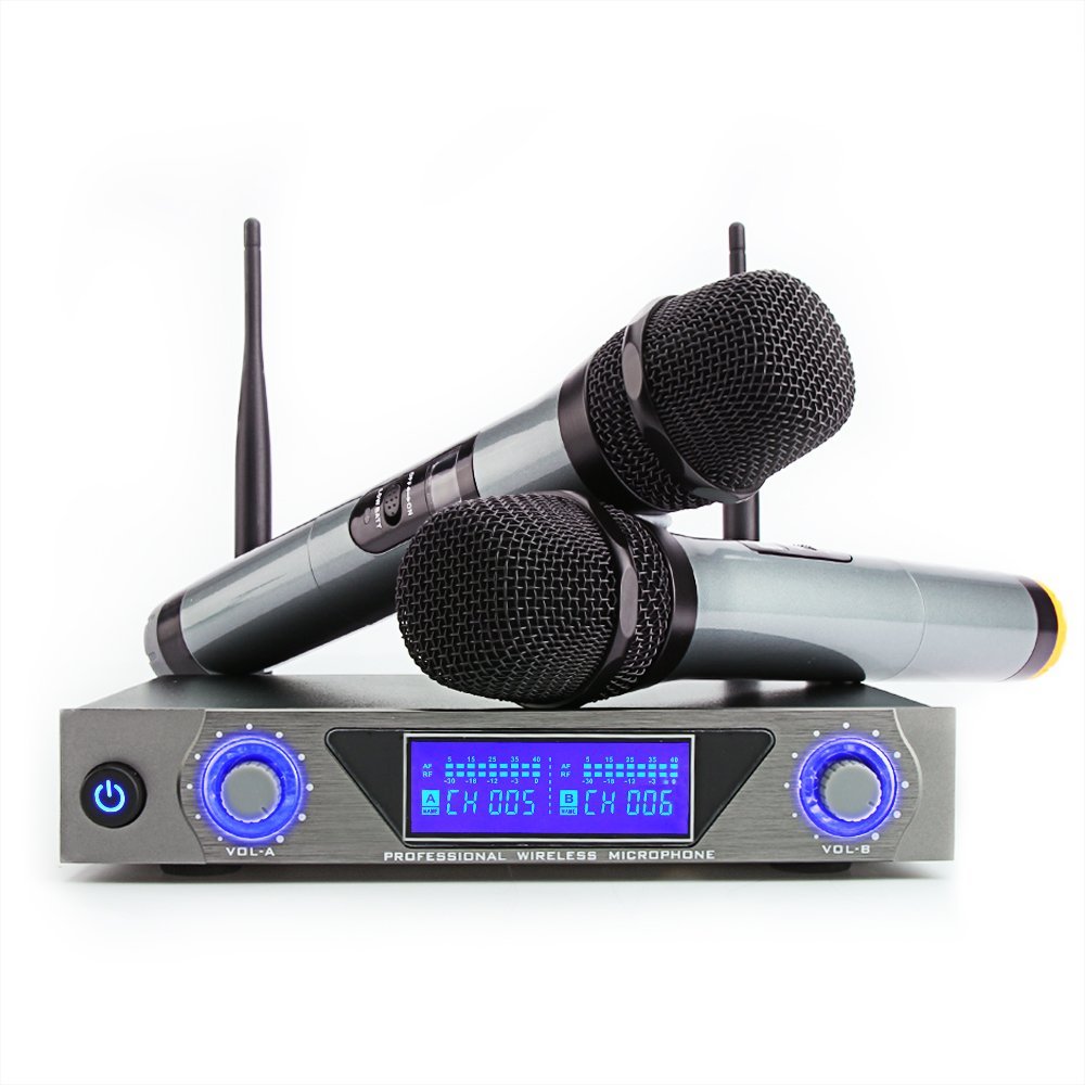 Professional Wireless Handheld Dynamic Microphone System Karaoke Microphone for Family KTV Conferences Education Wireless Microphone Parties etc. Advertising